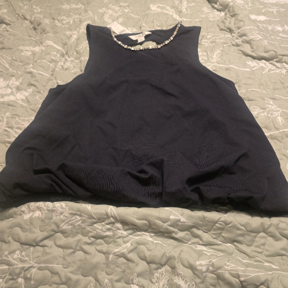 Maeve Sleeveless Black Beaded-Neck Shell Top